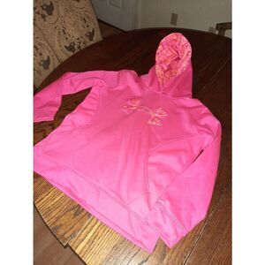 EUC Youth Large Pink Orange Camo Trim Under Armour Storm Hoodie Hooded P…